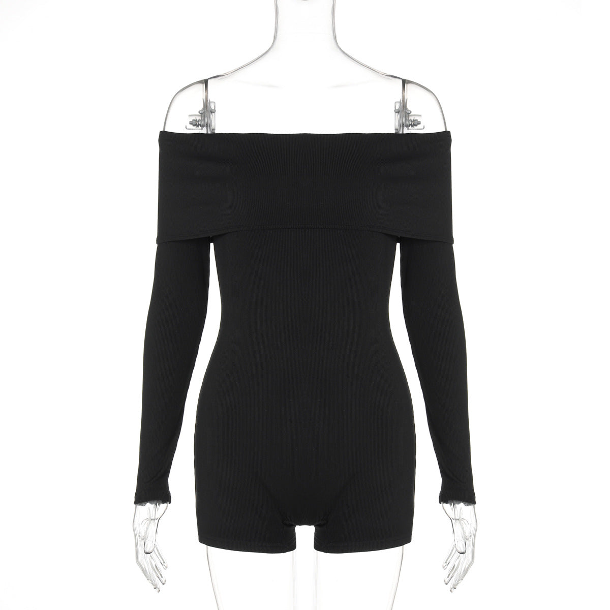 Autumn Sexy Off Shoulder Long Sleeve Knit Casual Jumpsuit