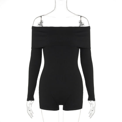 Autumn Sexy Off Shoulder Long Sleeve Knit Casual Jumpsuit