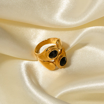 Onyx Duo Gold Ring