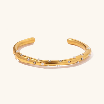 Orla Pearl & Diamond Gold Bangle