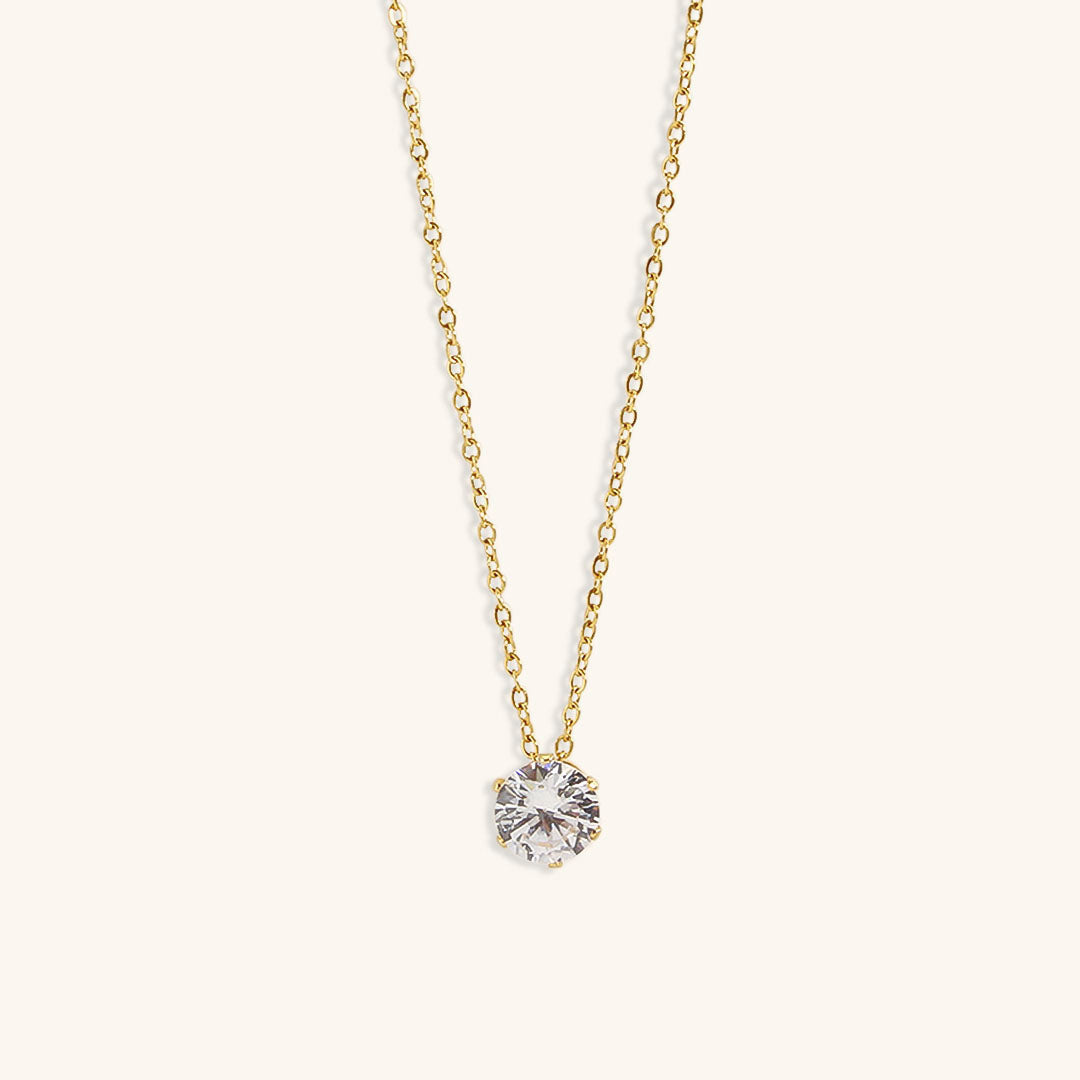 Radiant Solitaire - Gold Necklace
