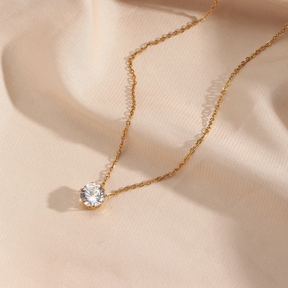 Radiant Solitaire - Gold Necklace