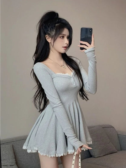 Vestido mini Y2K de moda para mujer, otoño primavera, nuevo, elegante, ajustado, sexy, ropa para mujer