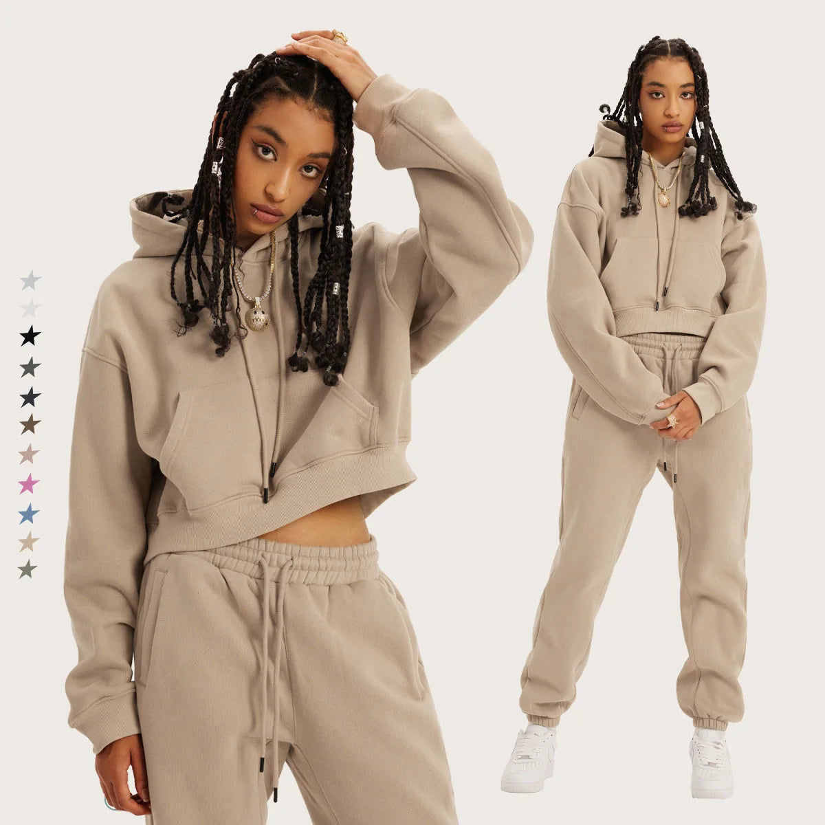 Autumn/Winter American retro hooded hoodie women plus fleece thickened Spice girls short women’s hoodie