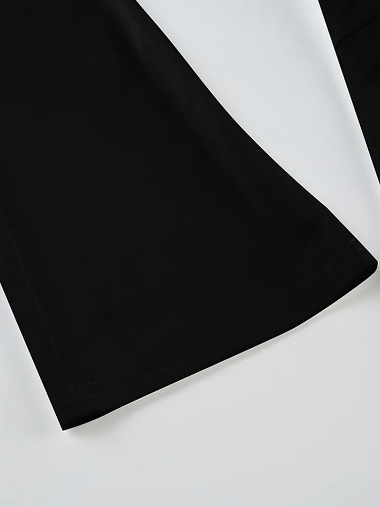 Black Tie V Neck Elegant Split Slim Sexy Blouses Women Flared Long Sleeve Solid Basic Fashion Spring Autumn Shirts