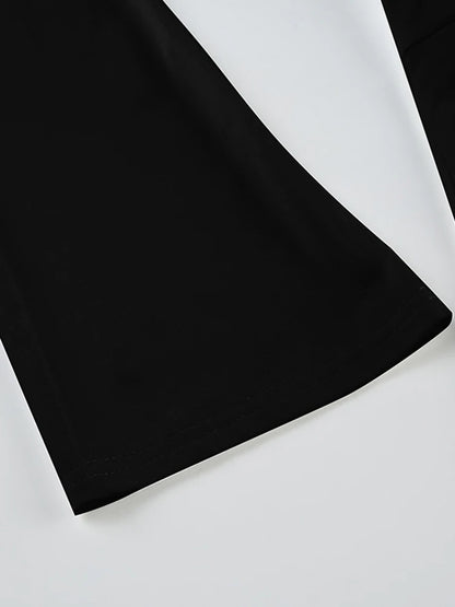 Black Tie V Neck Elegant Split Slim Sexy Blouses Women Flared Long Sleeve Solid Basic Fashion Spring Autumn Shirts