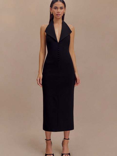 Artcat Elegant Sleeveless Button Bodycon Long Dress Women Sexy Deep V Party Evening Dress Autumn/Winter New Silm Female Vestdos