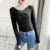 Autumn Long Sleeve Shirt Spring Lycra Thermal Underwear Basic V Neck T-shirt Underwear Woman Top Thin Blouse Female Clothing