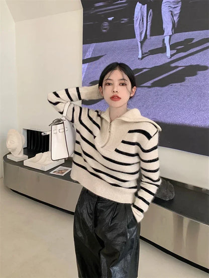 Suéteres de punto para mujer, suéteres holgados con cremallera, camisas y blusas de manga larga, ropa de punto de la tienda Traf