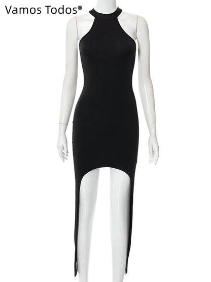 Black Dresses For Women Y2k Clothes Long Tassels Vestidos De Mujer O-neck Sleeveless Sexi Night Dress Hot Club Outfit Streetwear