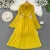 Autumn Flare Sleeve V-neck Midi Dresses for Women Solid Pleated A-line Elegant Party Dress Korean Fashion One Piece Vestidos New