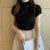 Blusas y tops de mujer Blusa de manga corta de verano para mujer Blusas de mujer de moda Blusa de punto de cuello alto Tops de camisa