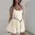 Chic Slim Suspender Dress Women’s Elegant Contrast Color Splice Sleeveless A-Line Mini Dresses Female Party Club Clothes