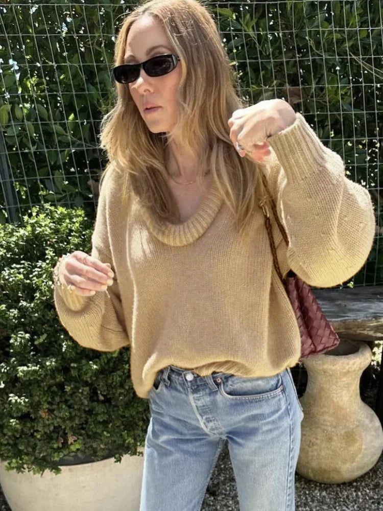 Suéter de punto de otoño, jersey holgado informal de retazos para mujer, cuello redondo, a rayas, manga larga, jersey de punto para mujer Y2k