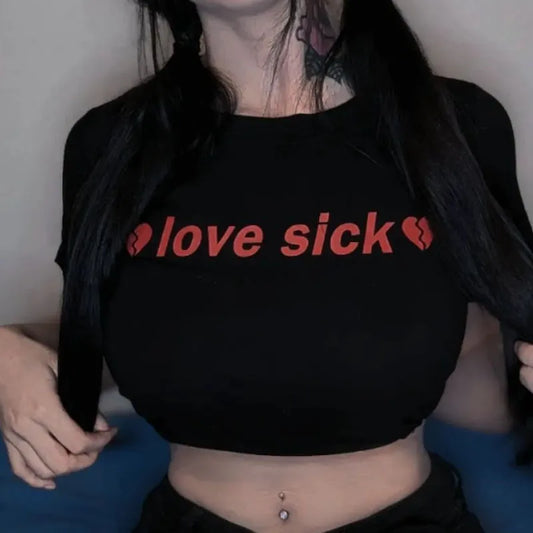 Camiseta de manga corta con cuello redondo y estampado de letras transfronterizas europeas y americanas de verano Y2K para mujer