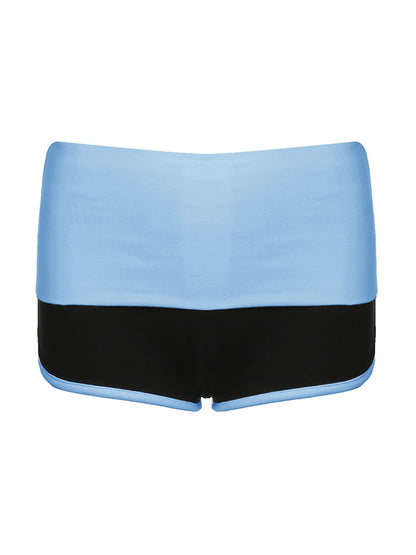 Contrast Pachwork Slim Casual Shorts Women