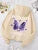 Beautiful Purple Butterfly Printing Hoodies Women Fleece Pocket Hoody Simple Casual Hoodie Autumn Loose Female Streetwear