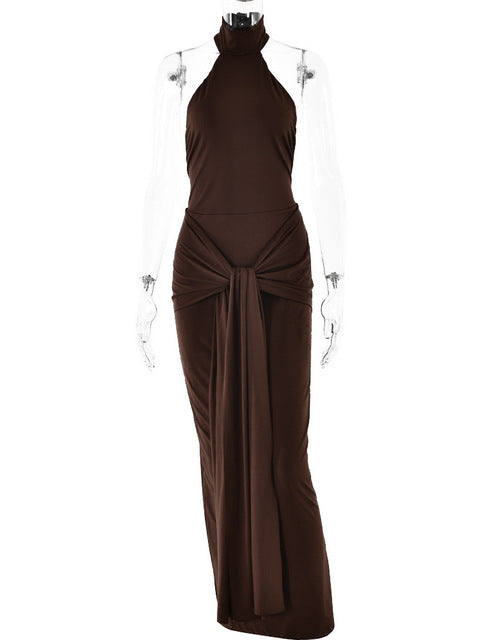 Sexy Sleeveless Backless Lace Up Evening Dress Women’s Elegant Slim Fit Maxi Dress Female Elegance Party Vesidos