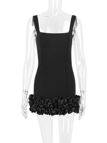 Black Elegant Sexy Mini Dress For Women Sundress New Spaghetti Strap Backless Bodycon Club Party Short Dress Vestido