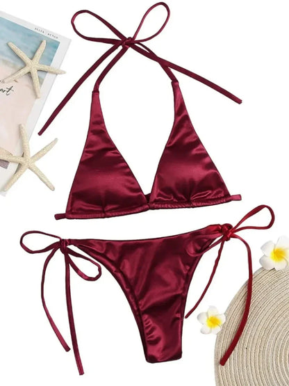 Sexy Micro Bikinis  Women Halter Brazilian Bikini Set Female Swimsuit New Triangle Swimwear Beach Wear Bathing Suit