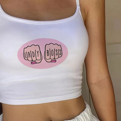 American basic round neck pullover letter print knit short sleeve T-shirt Spice Girls Summer Slim-fit crop top