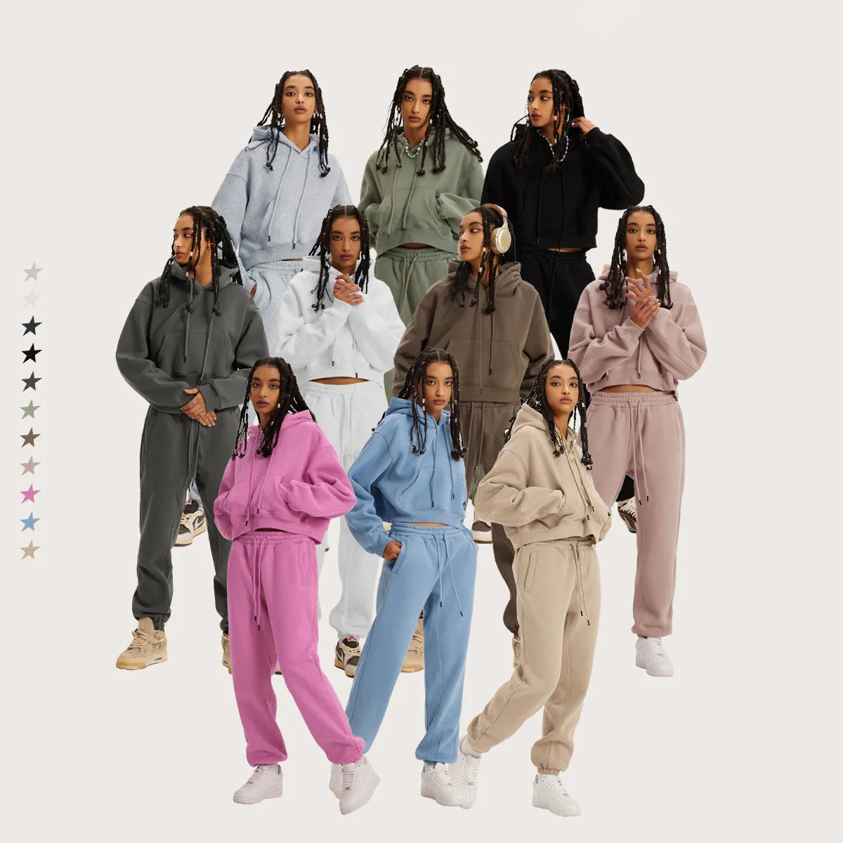 Autumn/Winter American retro hooded hoodie women plus fleece thickened Spice girls short women’s hoodie