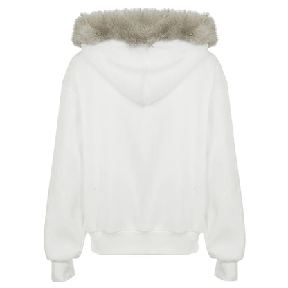 Sudadera con capucha con estampado de letras Y2k para mujer, cuello falso, ropa de moda para otoño e invierno, abrigo de estilo coreano