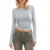 2000s y2k Crop Tops Women Spring Autumn Solid Color Round Neck Long Sleeve Tshirt Casual Tees Basic Clothing Streetwear