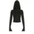 Basic Slim Fit Hooded Crop Top Elastic Long Sleeve Women Black Casual T-shirt Casual Swinging Collar Hoodies Pullover