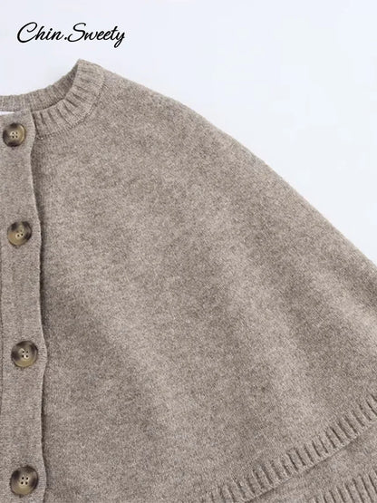 Autumn Shawl Style Short Sweater Cardigan Women Loose Single-breasted Simple Knitwear Top Fashion Lady Causal Solid Pullover