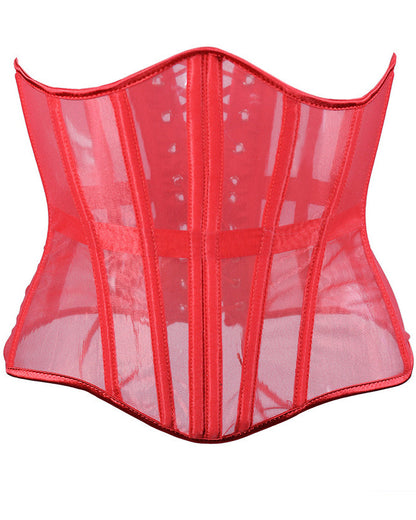 Sexy Mesh Lace-up Corset Without Bra