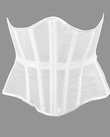 Sexy Mesh Lace-up Corset Without Bra