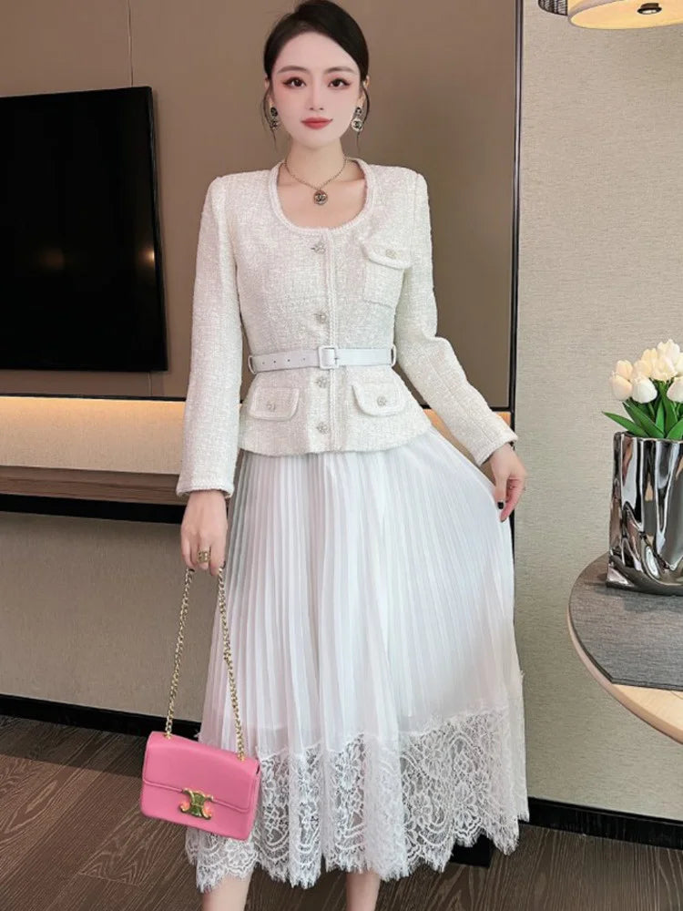 Vintage Beading Buttons O-neck Black Dress With Belt Summer  Women Evening Dresses Ladies Wedding Party Clothes Tide