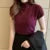 Blusas y tops de mujer Blusa de manga corta de verano para mujer Blusas de mujer de moda Blusa de punto de cuello alto Tops de camisa
