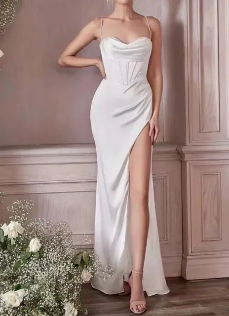 Sexy Backless Slit Suspender Formal Evening Dress Lace Up Green High Waist Graduation Dress Elegant Party Dresses for Women 2025