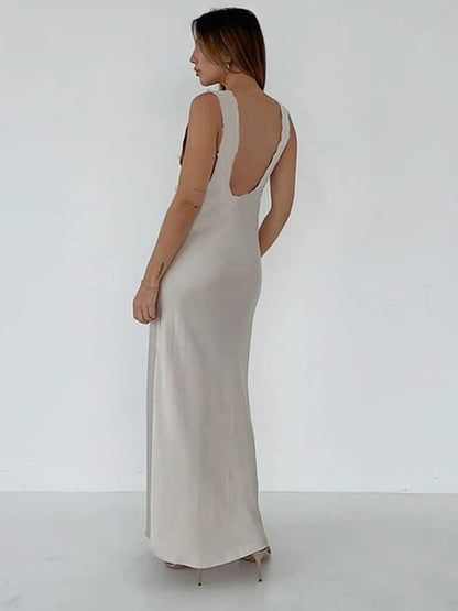 Sexy Lace Camisole Open Back Dress For Women Satin Lace Up Bodycon Long Dress Female Elegant Party Club Evening Dress