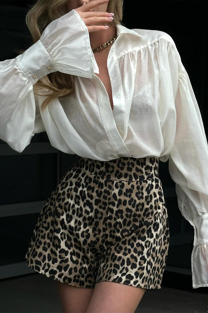 Afra Lapel Lantern Sleeve Blouse