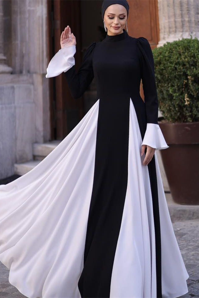 Vestido largo con volantes y bloques de color Aurora 