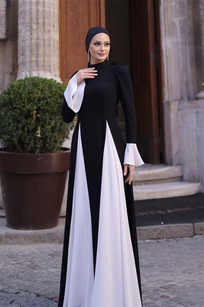 Vestido largo con volantes y bloques de color Aurora 