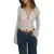 Aesthetic Lace Top Women y2k Sheer See Through Floral V Neck Flared Long Sleeve Blouse Elegant Ladies Shirt Streetwear