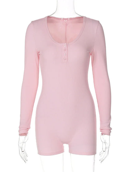 Mono de yoga ajustado de verano acanalado, mono femenino de manga larga con cintura alta, mono liso, mono de moda urbana para mujer