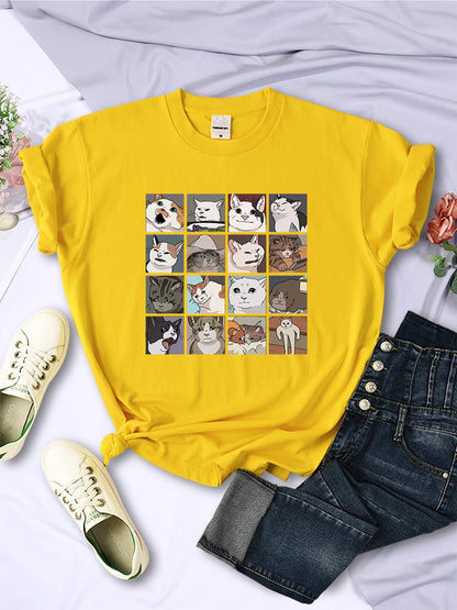 Camisetas con estampado de animales, perros y gatos para mujer, ropa de verano moderna, estilo Harajuku, camisetas deportivas, camisetas casuales multicolores para mujer