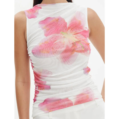 Tops Y2K para mujer, ropa Fairycore, camiseta de malla sin mangas con estampado floral/tie-dye de verano, chaleco de los años 2000, ropa de calle de moda
