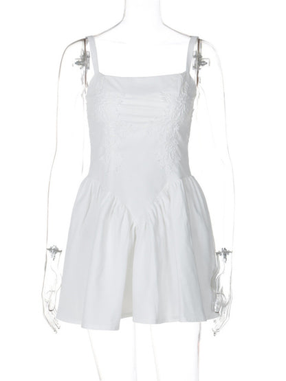 Backless Lace-up A-line Sexy Mini Dress For Women Fashion Spaghetti Strap Sleeveless Loose Club Party Dress Elegant