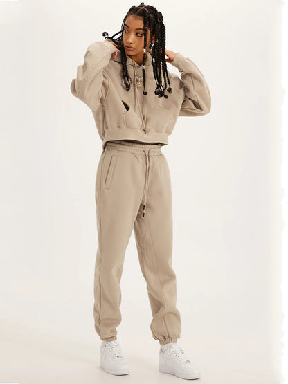 Autumn/Winter American retro hooded hoodie women plus fleece thickened Spice girls short women’s hoodie