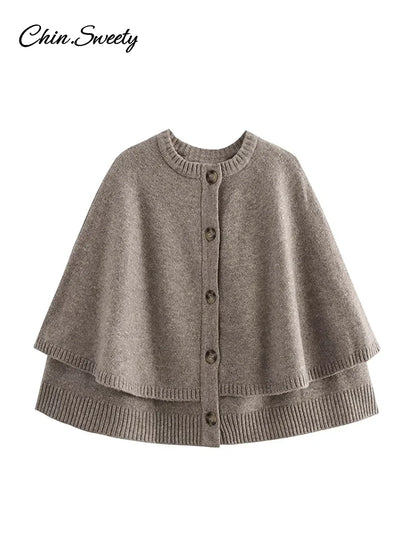 Autumn Shawl Style Short Sweater Cardigan Women Loose Single-breasted Simple Knitwear Top Fashion Lady Causal Solid Pullover