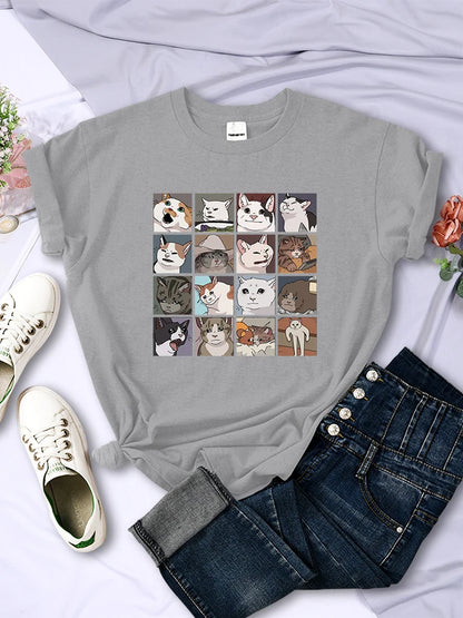 Camisetas con estampado de animales, perros y gatos para mujer, ropa de verano moderna, estilo Harajuku, camisetas deportivas, camisetas casuales multicolores para mujer