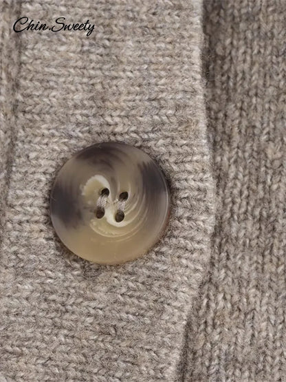 Autumn Shawl Style Short Sweater Cardigan Women Loose Single-breasted Simple Knitwear Top Fashion Lady Causal Solid Pullover