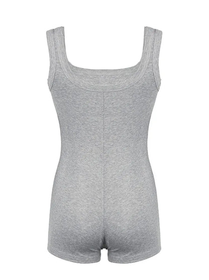 Monos ajustados sexis con cuello cuadrado y sin mangas para mujer