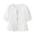 Babydoll Tops Women y2k Clothes Floral Embroidery Round Neck Puff Short Sleeve Shirts Elegant White Blouses Streetwear